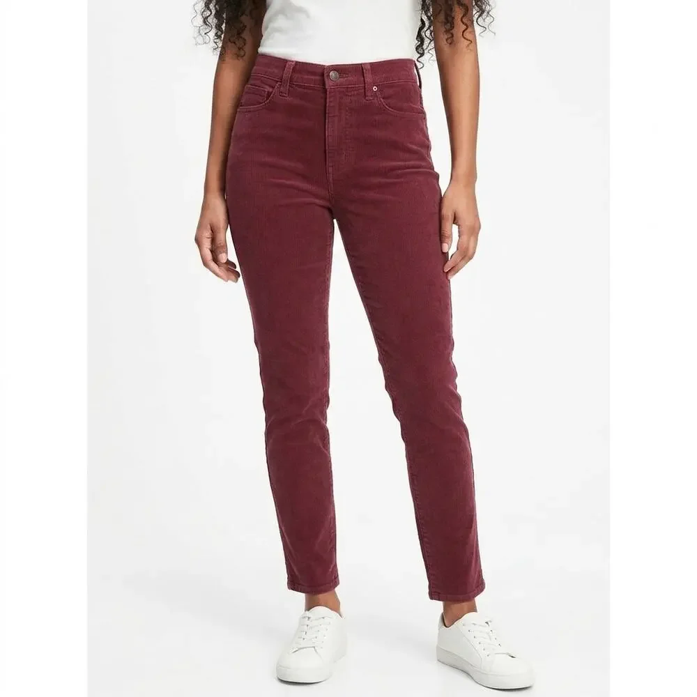 GAP Red Slim Stretch Pants Women Corduroy Size 27